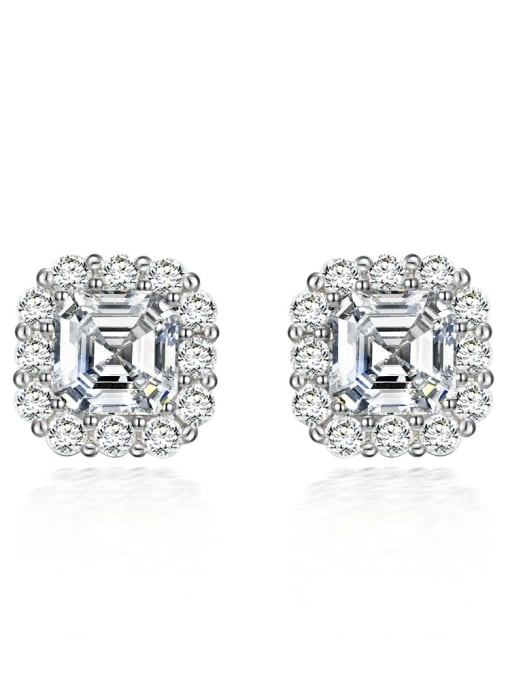 White [e 0174] 925 Sterling Silver High Carbon Diamond Geometric Luxury Earring
